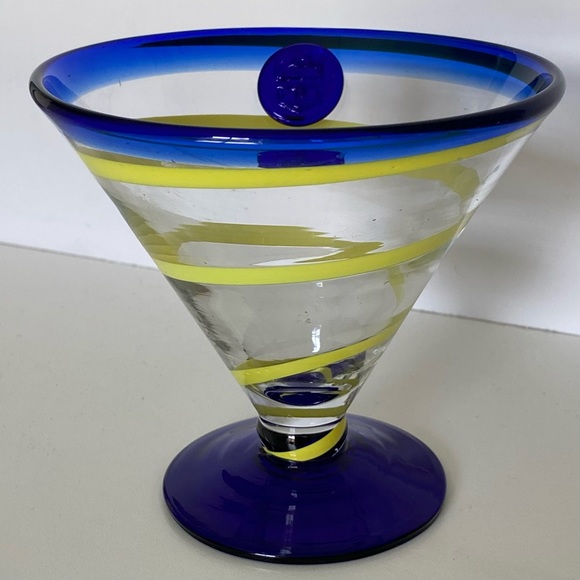 COPY - Kosta Boda Hand Blown Margarita Martini Glass Royal Caribbean Blue Green… - Picture 1 of 15